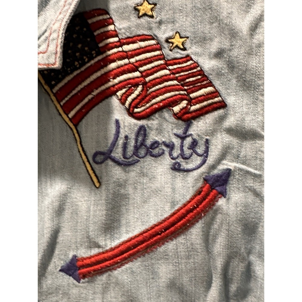 ARIAT Women's Liberty Embroidered Top, Medium Denim Blue, Size X Large - Picture 9 of 12